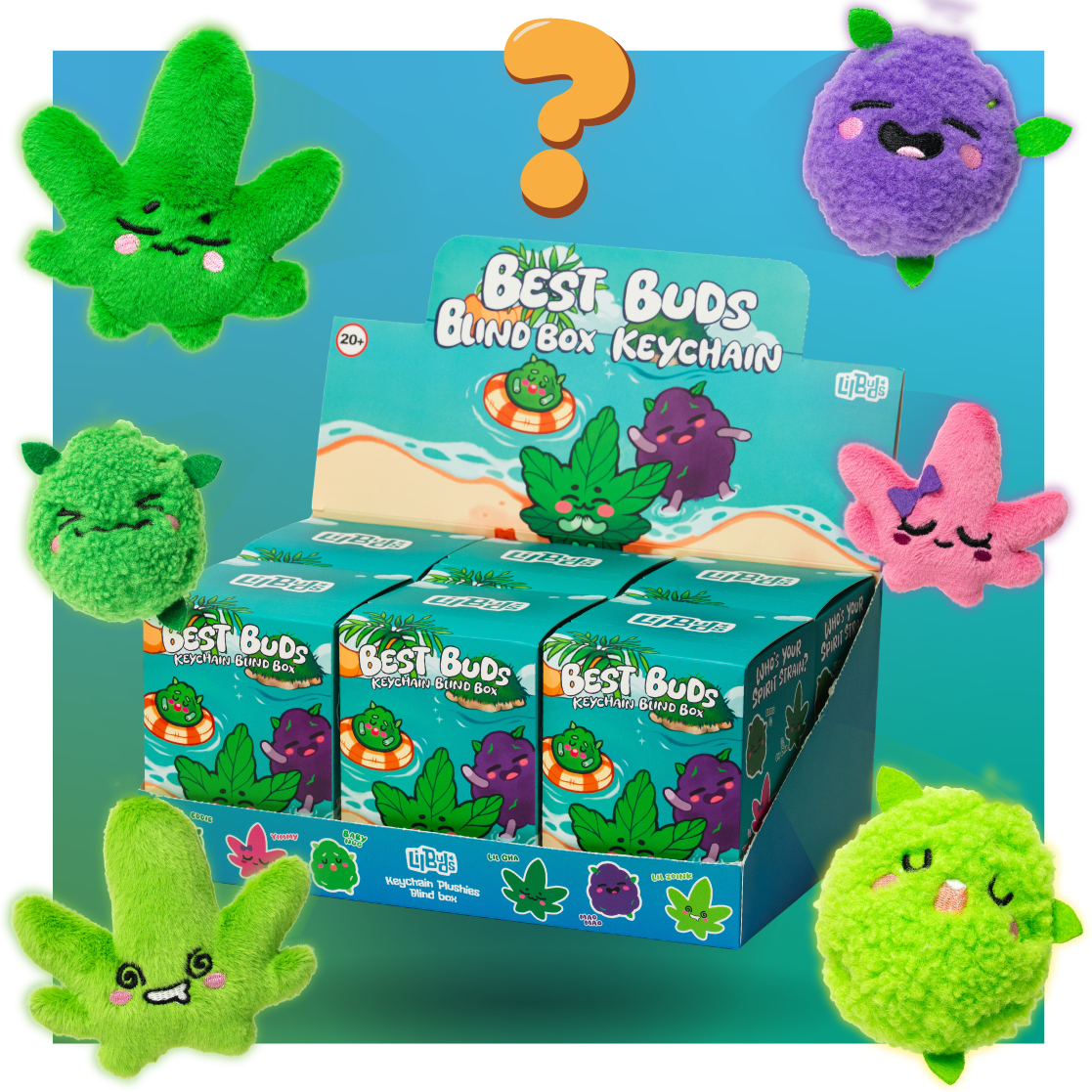 Set of 6 Lil Cha plush keychains from the Best Buds blind box series
